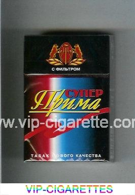 Prima Super Tabak Novogo Kachestva black and red and blue cigarettes hard box