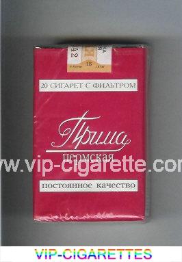 Prima Permskaya Postoyannoe Kachestvo red and white cigarettes soft box