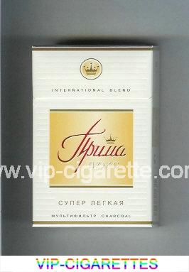 Prima Lyuks International Blend Multifiltr Super Legkaya white and yellow cigarettes hard box