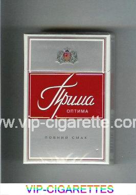 Prima Optima Povnij Smak grey and red cigarettes hard box