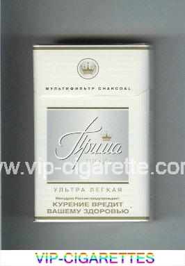 Prima Lyuks Multifiltr Charcoal Ultra Legkaya white and grey cigarettes hard box