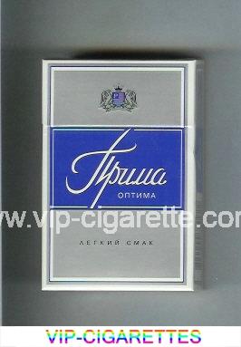 Prima Optima Legkij Smak grey and blue cigarettes hard box