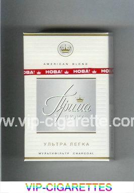 Prima Lyuks American Blend Multifiltr Ultra Legka white and grey cigarettes hard box