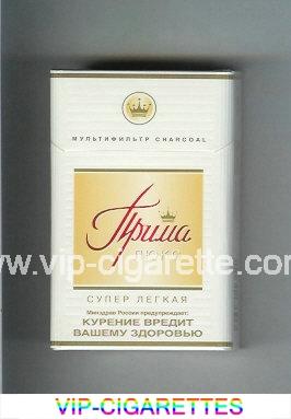Prima Lyuks Multifiltr Charcoal Super Legkaya white and yellow cigarettes hard box
