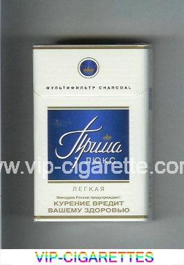 Prima Lyuks Multifiltr Charcoal Legkaya white and blue cigarettes hard box