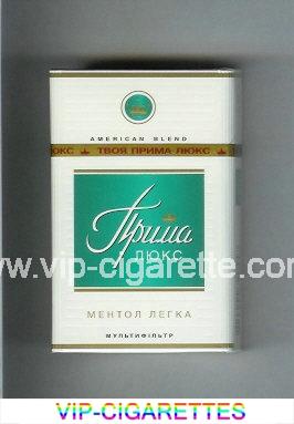 Prima Lyuks American Blend Multifiltr Menthol Legka white and green cigarettes hard box