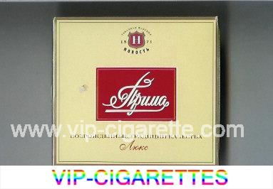 Prima Lyuks yellow and red cigarettes wide flat hard box