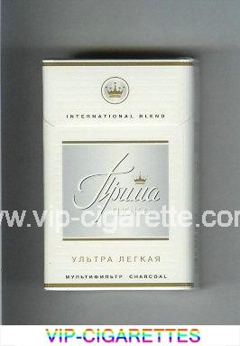Prima Lyuks International Blend Multifiltr Ultra Legkaya white and grey cigarettes hard box