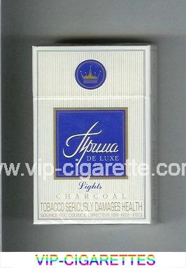 Prima De Luxe Lights white and blue cigarettes hard box