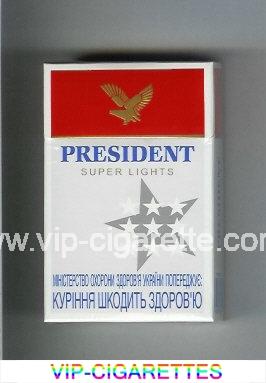 President Super Lights Fine American Blend cigarettes hard box