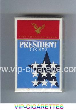 President Lights Fine American Blend blue and red cigarettes hard box