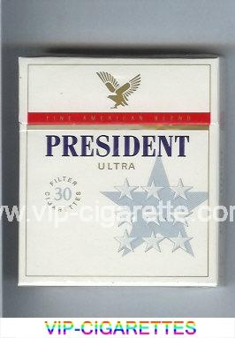 President Ultra Fine American Blend 30 white cigarettes hard box