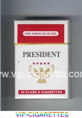 President Fine American Blend white and red cigarettes hard box