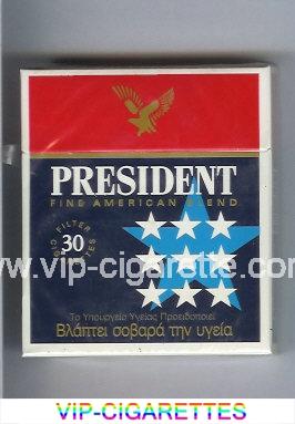 President Fine American Blend 30 blue and red cigarettes hard box