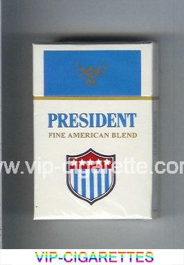 President Fine American Blend white and blue cigarettes hard box