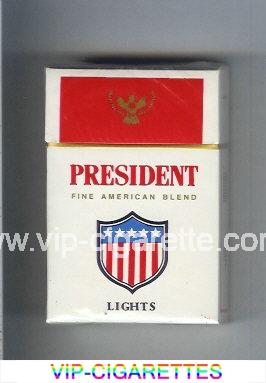 President Lights Fine American Blend white and red cigarettes hard box