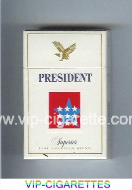 President Superior Fine American Blend white and red cigarettes hard box