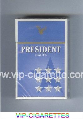 President Lights Fine American Blend blue cigarettes hard box