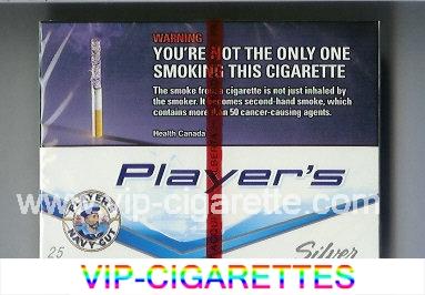 Player's Navy Cut Silver 25 white and blue cigarettes wide flat hard box