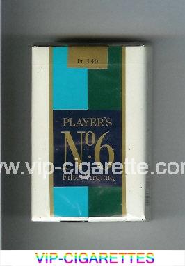 Player's No 6 Filter Virginia light blue and green and white cigarettes soft box