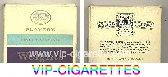 Player's Weights cigarettes wide flat hard box