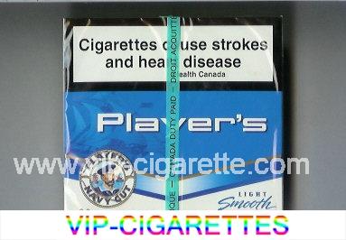 Player's Navy Cut Smooth Light blue and white cigarettes wide flat hard box