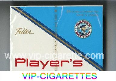 Player's Navy Cut Filter 25 cigarettes white and blue wide flat hard box