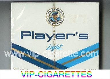 Player's Navy Cut Light 25 cigarettes white and blue wide flat hard box