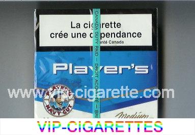 Player's Navy Cut Medium cigarettes blue and white wide flat hard box