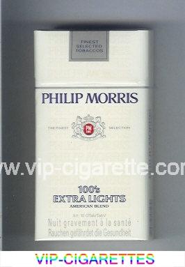 Philip Morris 100s Extra Lights American Blend cigarettes hard box