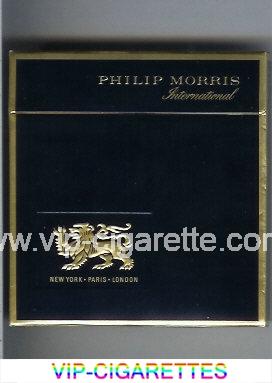 Philip Morris International dark blue cigarettes wide flat hard box