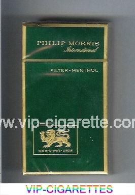 Philip Morris International Filter Menthol 100s green cigarettes hard box