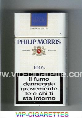 Philip Morris American Blend 100s white and blue cigarettes hard box