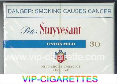 Peter Stuyvesant 1592 - 1672 Extra Mild 30 cigarettes wide flat hard box