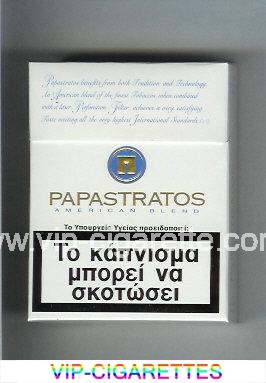 Papastratos American Blend 25 white and blue cigarettes hard box