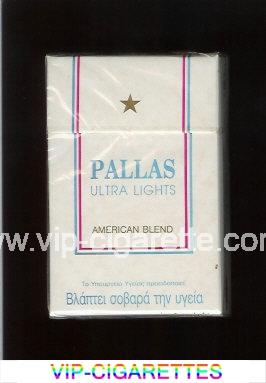 Pallas Ultra Lights American Blend white cigarettes hard box