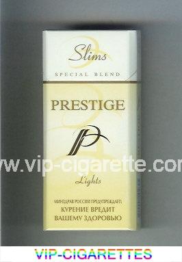 P Prestige Lights 100s Slims Special Blend yellow and white cigarettes hard box