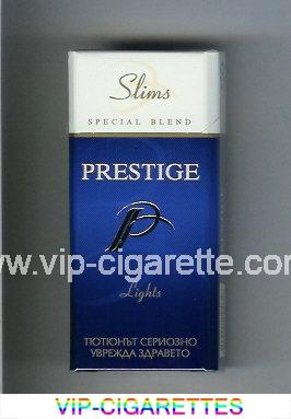 P Prestige Lights 100s Slims Special Blend blue and white cigarettes hard box