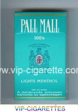 Pall Mall Lights Menthol light green 100s cigarettes hard box