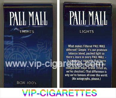 Pall Mall Lights Box 100s cigarettes hard box