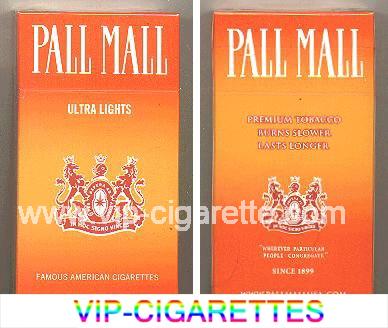 Pall Mall Ultra Lights orange 100s cigarettes hard box