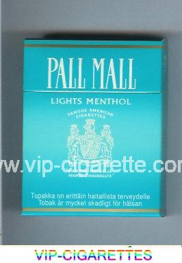 Pall Mall Famous American Cigarettes Lights Menthol light green 25s cigarettes hard box