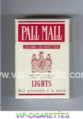 Pall Mall Filter Cigarettes Lights white and red cigarettes hard box