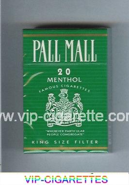Pall Mall Famous Cigarettes Menthol 20 cigarettes hard box