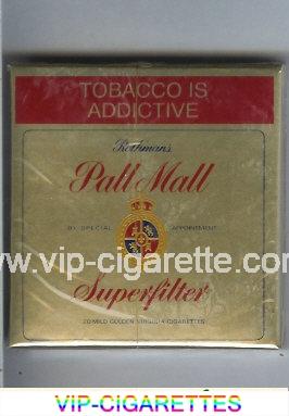 Pall Mall Rothmans Superfilter gold cigarettes wide flat hard box