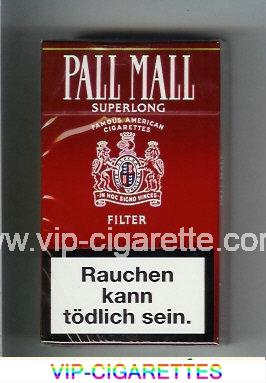 Pall Mall SuperLong Famous American Cigarettes Filter 100s cigarettes hard box