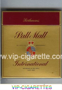 Pall Mall Rothmans International gold 100s cigarettes wide flat hard box