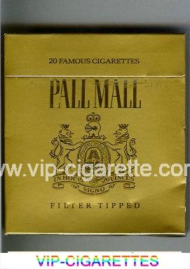 Pall Mall Famous Cigarettes Filter Tipped gold 100s cigarettes wide flat hard box