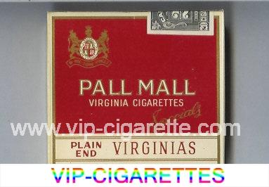 Pall Mall Virginias Plain End Specials cigarettes wide flat hard box