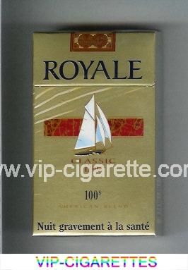 Royale Classic 12 mg American Blend 100s cigarettes gold and red hard box